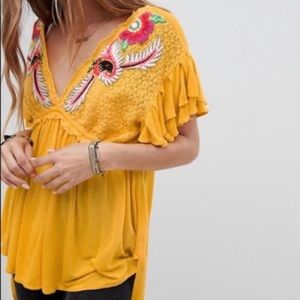 Free People Fiesta Nueva Top Yellow - NWT